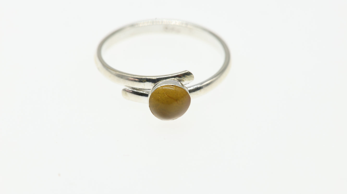 Anillo Plata 925 Ajustable con Ámbar Circular diseño