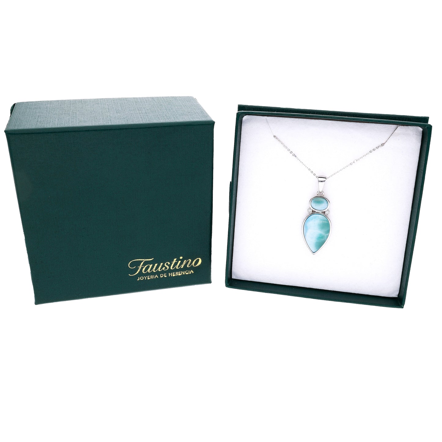 Dije Gota Doble Larimar en Plata.925