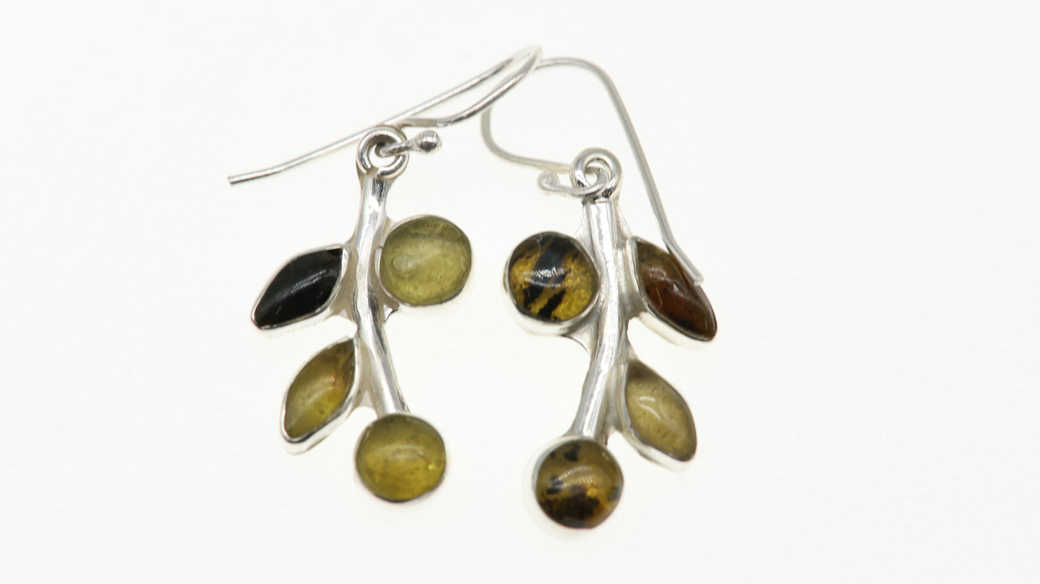 Aretes Racimo Plata .925 con Ámbar Natural Mayoreo