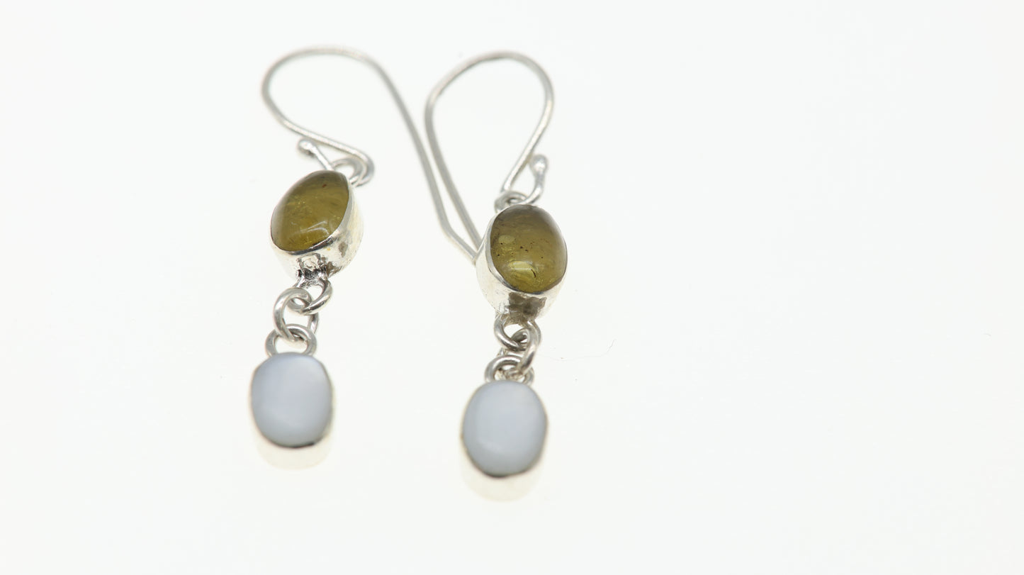 Aretes Plata 925 Ámbar y Madre Perla Ovalados Mayoreo