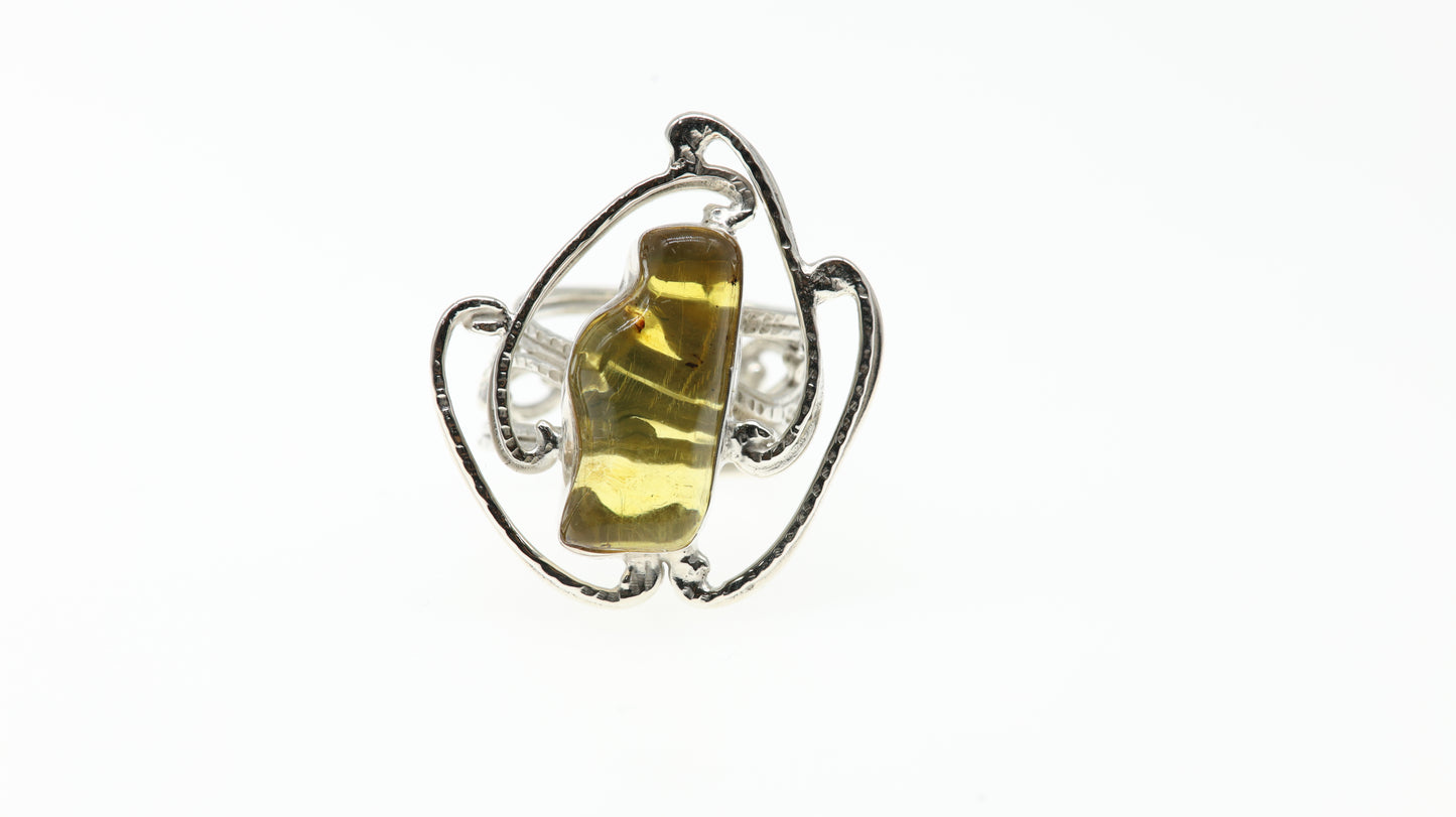 Anillo Plata 950 con Ámbar Diseño Único Mayoreo y Menudeo