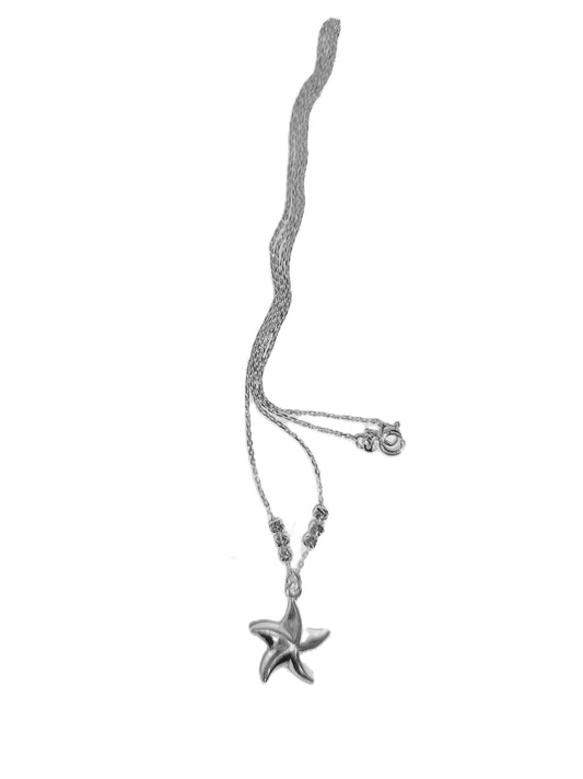 Collar de Plata .925 - Cadena Rolo Triple con Dije Estrella de Mar Lisa Convexa Minimalista