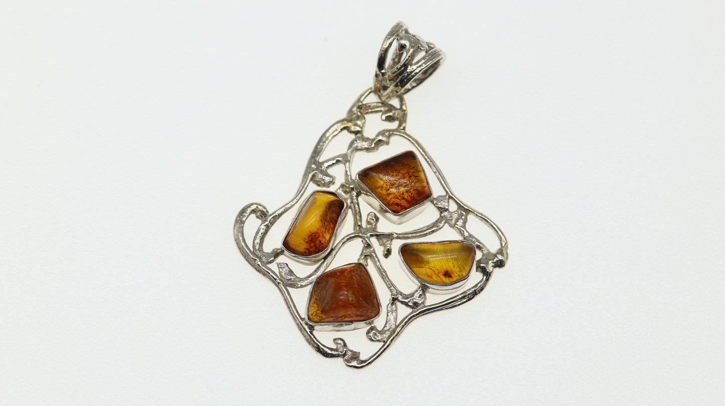 Dije Barroco Plata .950 con Ámbar Diseño 3 - Mayoreo