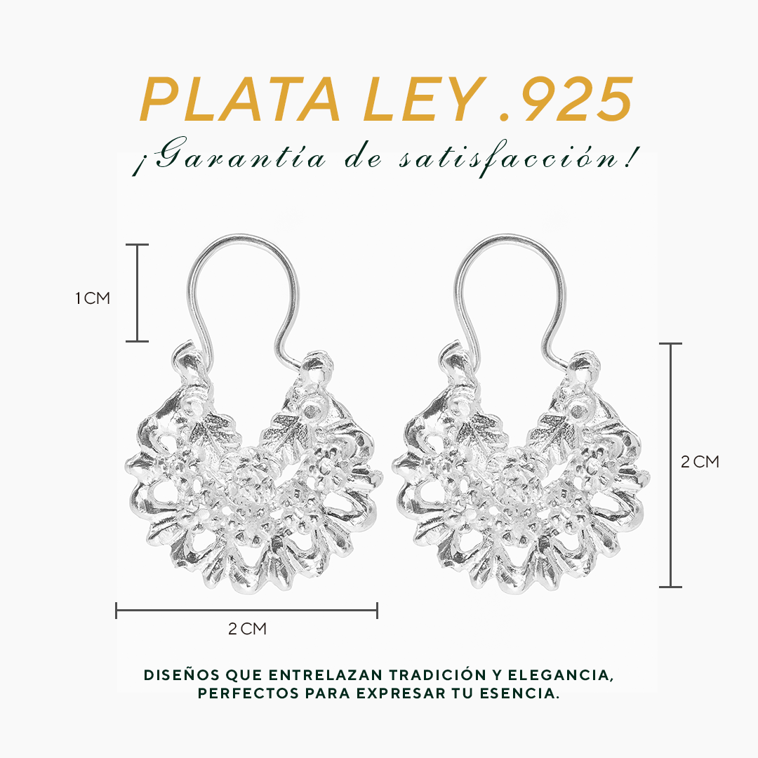 Aretes Plata .925 de Aro Diseño Floreado 5.6 Gramos - Joyería Elegante