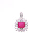 Dije Plata Ley 925 con Rodio y Zirconia AAA Color Rojo Rubí y Blanco