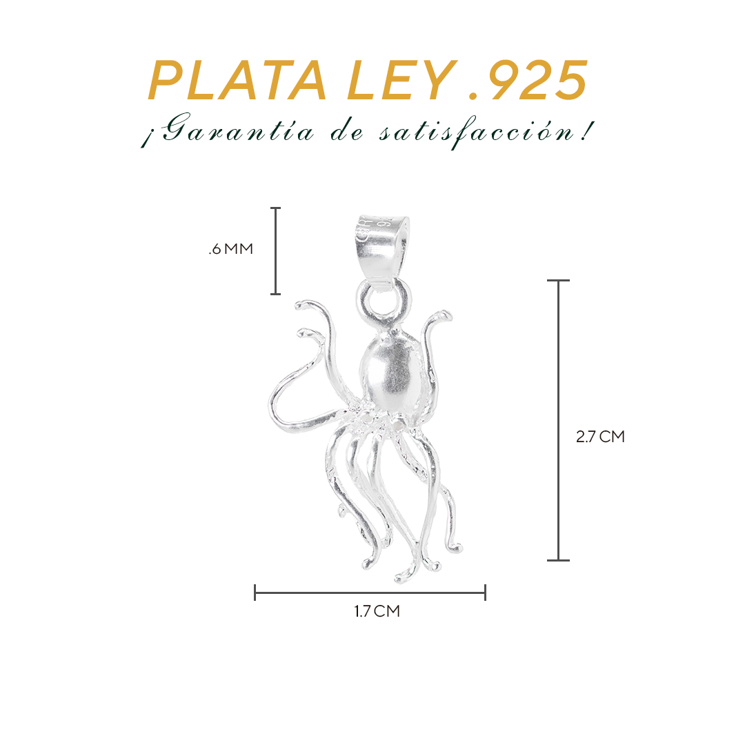 Dije de  Plata Ley .925   en forma de pulpo (DA050) _Mayoreo y menudeo