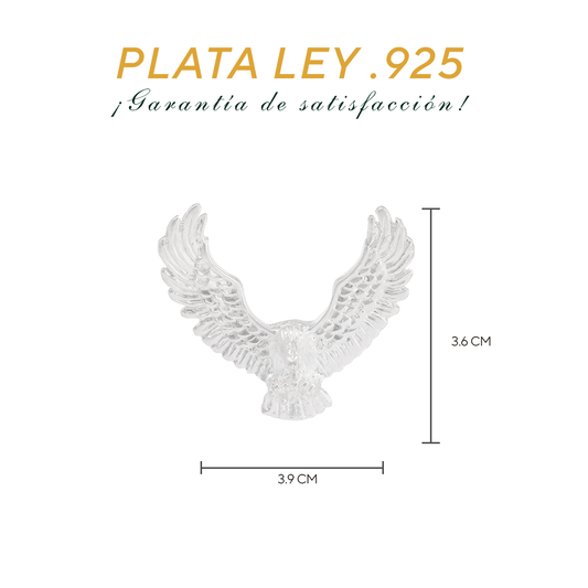 Set de Dije y Cadena de Plata - Águila con Alas Extendidas con Cadena Fígaro .925(COM.DA055)