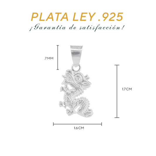 Set de Dije y Cadena de Plata - Dragón con Cadena Fígaro .925