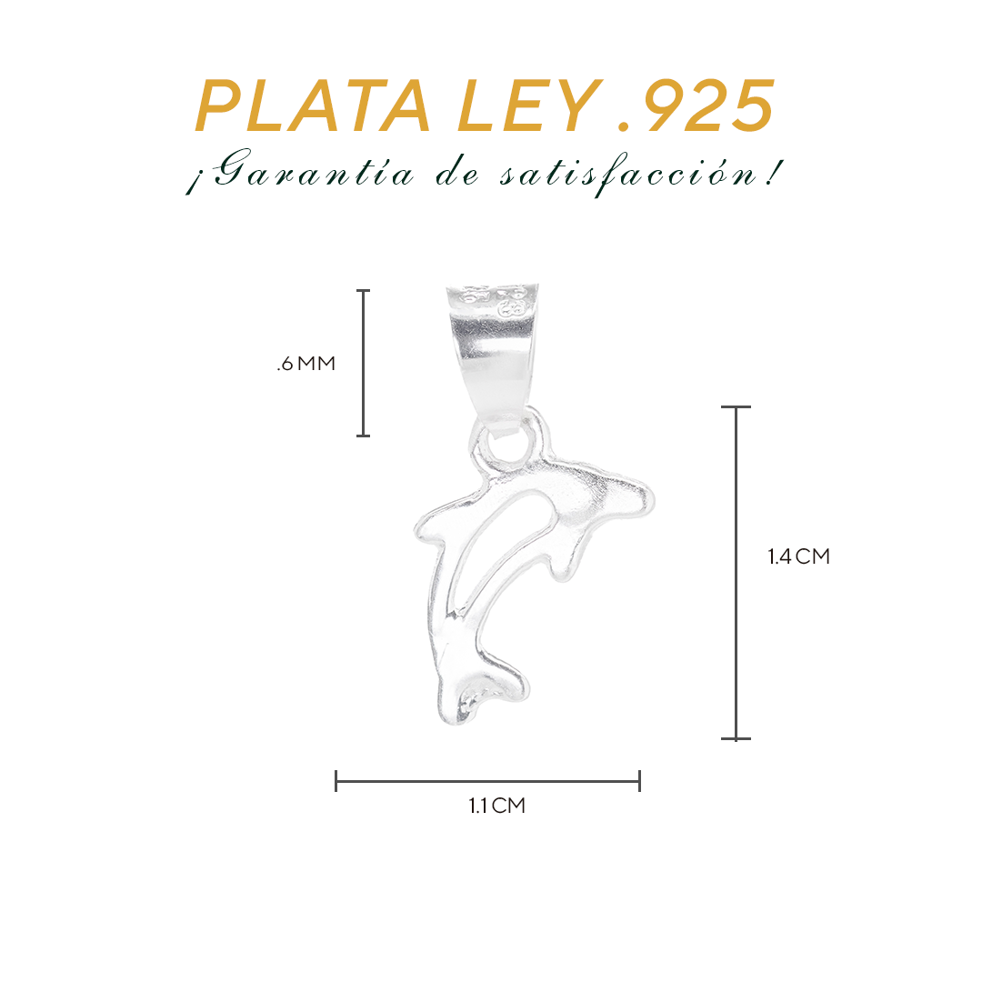 Set de Dije y Cadena de Plata - Delfín con Cadena Fígaro .925