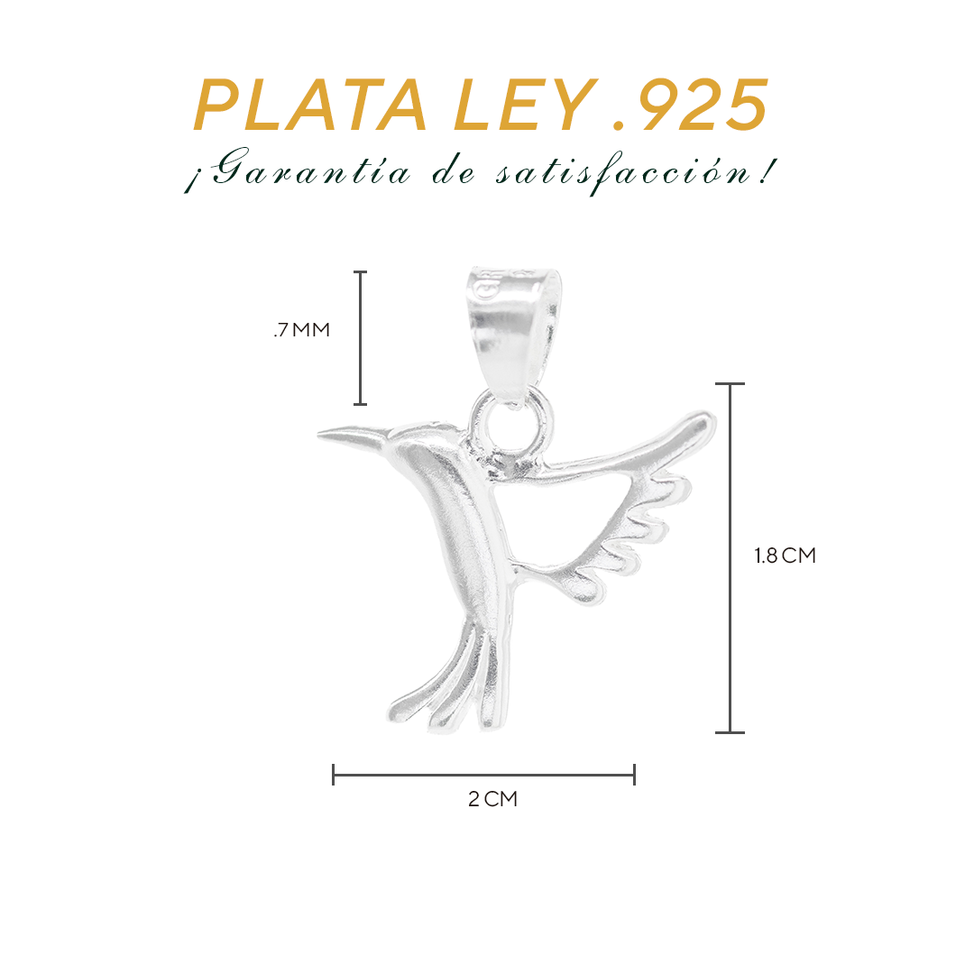 Dije de Plata Ley .925 en forma de  Colibrí ( DA104) - Joyería de Plata