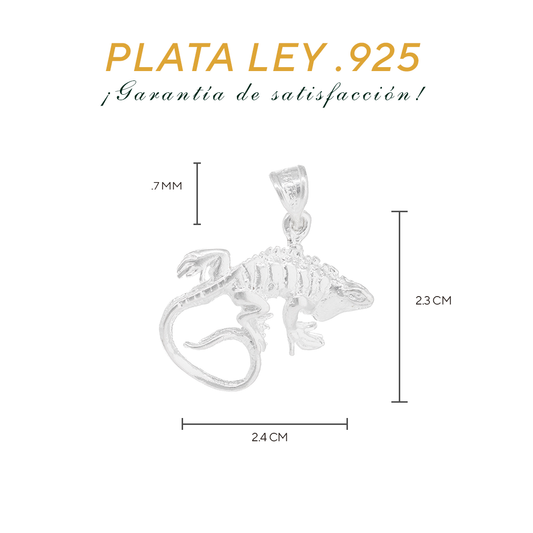 Dije de  Plata ley  .925 en forma de Iguana (DA120) - Joyería de Plata