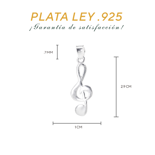 Dije Plata .925 en forma de Clave de Sol (DI004) - Joyería de Plata