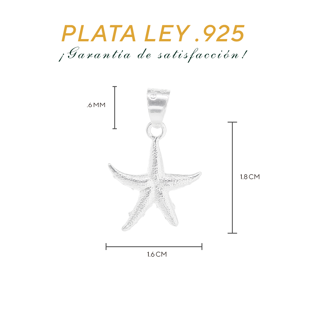 Dije de  Plata ley .925 en  Forma de Estrella de Mar (DM002)  - Joyería Marina