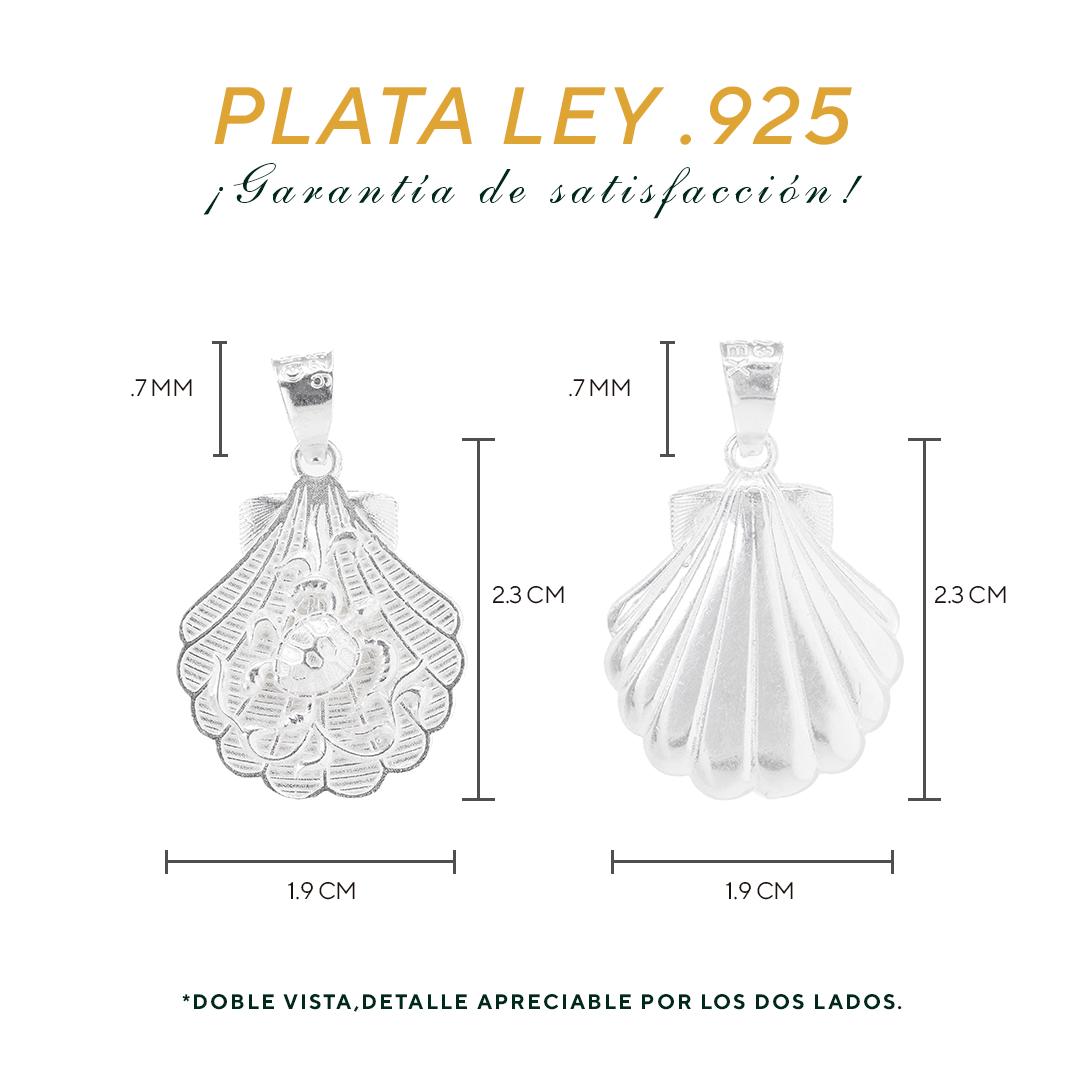 Dije de Plata Ley .925 en Forma de Concha de Mar (DM007) - Joyería Marina