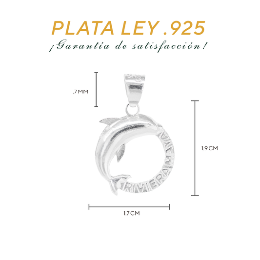 Dije de Plata Ley .925 en Forma de Delfín Riviera Maya (DM010 )- Joyería Marina
