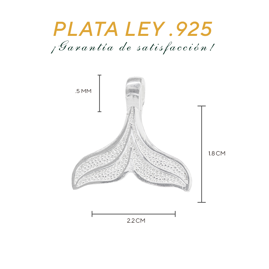 Dije Plata ley .925 en Forma de Cola de Ballena (DM012) - Joyería Marina