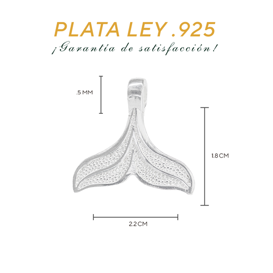 Dije Plata ley .925 en Forma de Cola de Ballena (DM012) - Joyería Marina