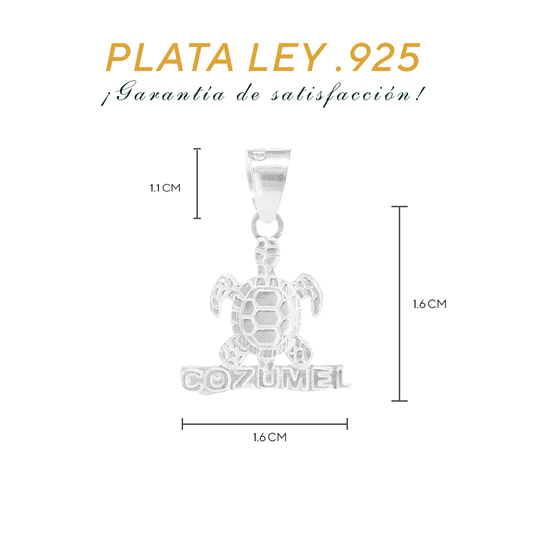 Dije de Plata ley .925 en Forma  de Tortuga( Cozumel)(DM018) - Joyería Marina