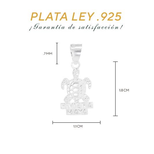 Dije de Plata .925 en Forma de Tortuga (Riviera Maya)( DM018)- Joyería Marina