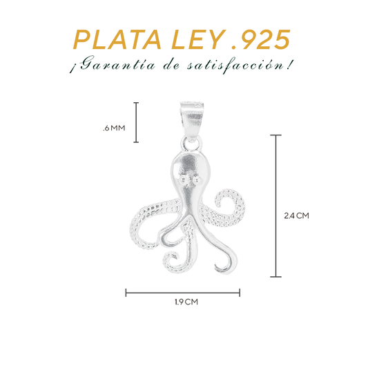 Dije de Plata Ley .925 en Forma  de Pulpo (DA033) - Joyería Marina