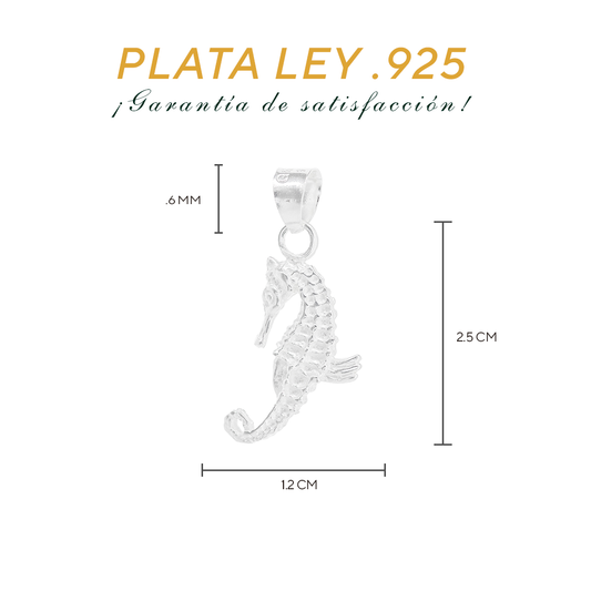 Dije de Plata Ley .925 en Forma de Caballito de Mar (DM037)- Joyería Marina