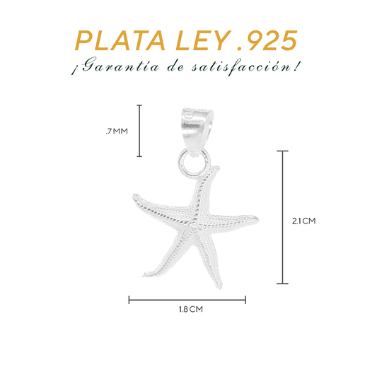 Dije de Plata ley .925 en Forma Estrella de Mar(DM042) - Joyería Marina