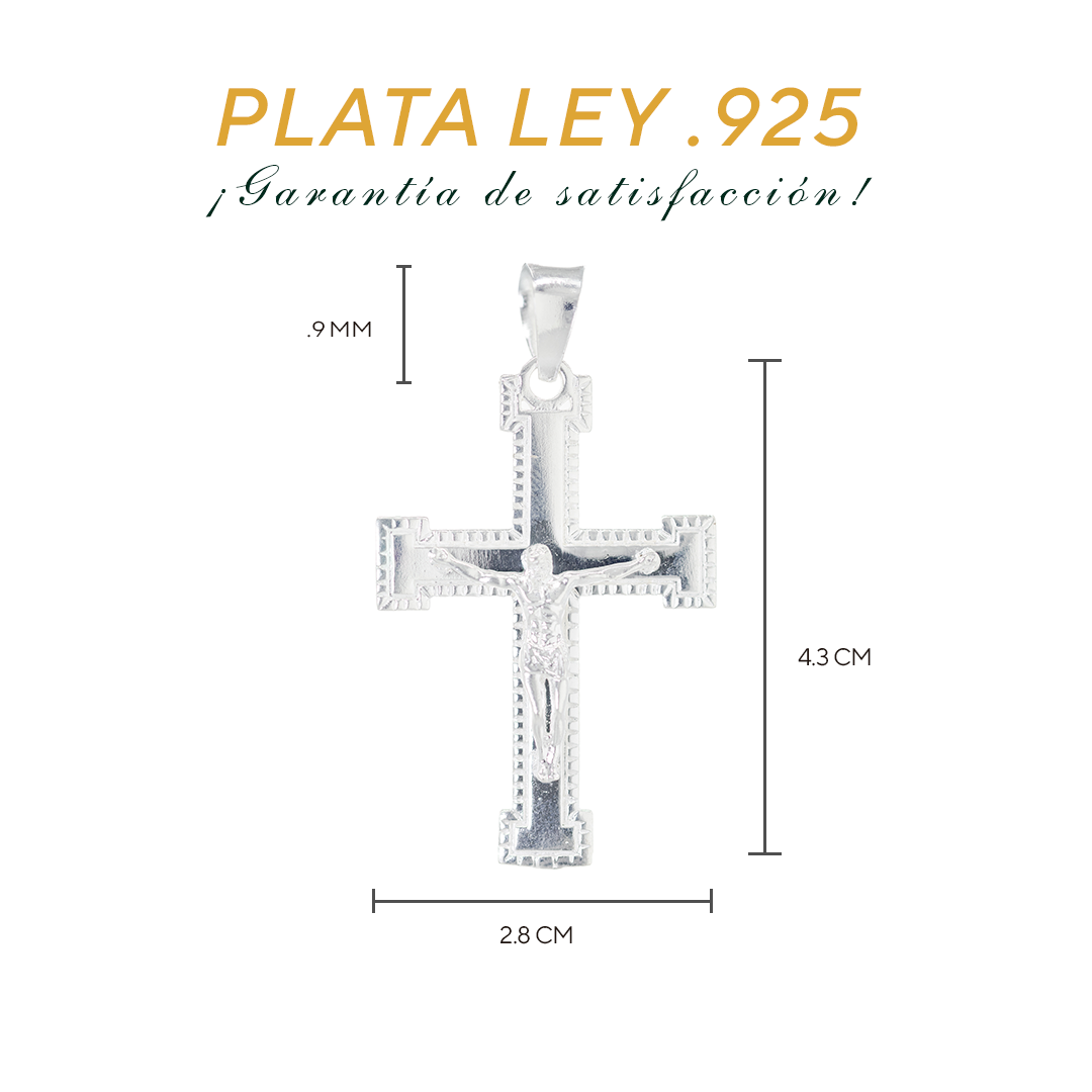 Dije de Cruz con cristo en Plata  Ley .925  Mod. DR003