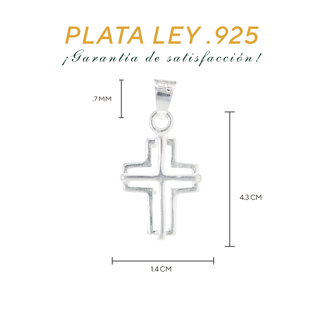 Dije  de Cruz en Plata Ley .925  Mod. DR047 - Joyería de Plata