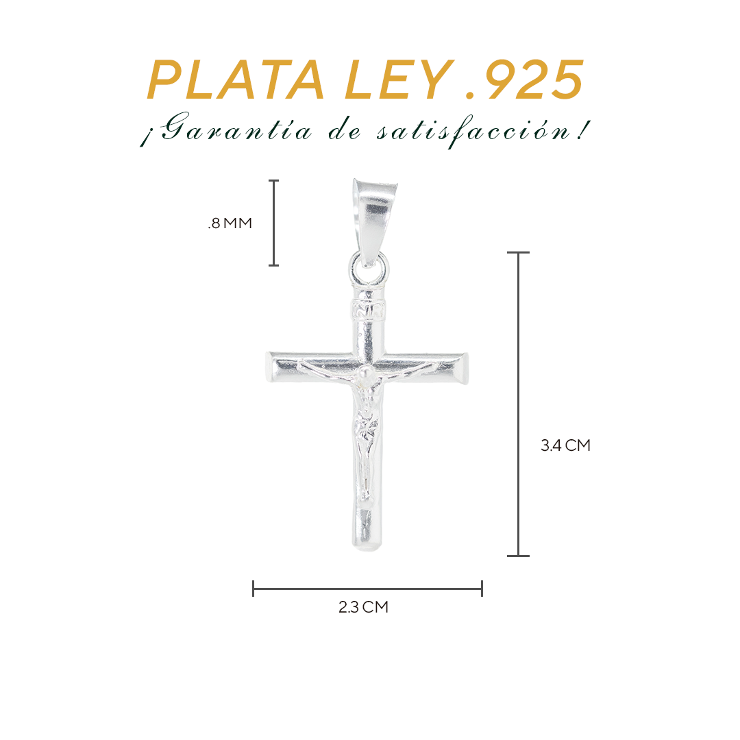 Dije  de cruz con Cristo en  Plata  Ley .925  Mod. DR048- Joyería de Fe