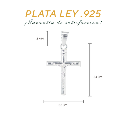 Dije  de cruz con Cristo en  Plata  Ley .925  Mod. DR048- Joyería de Fe