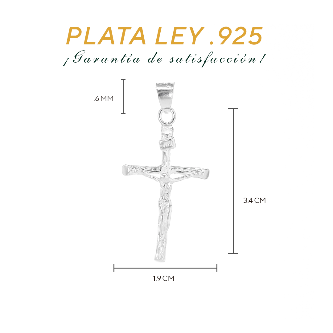 Dije de Cruz con cristo  en  Plata Ley  .925 , Mod. DR049 - Joyería de Plata