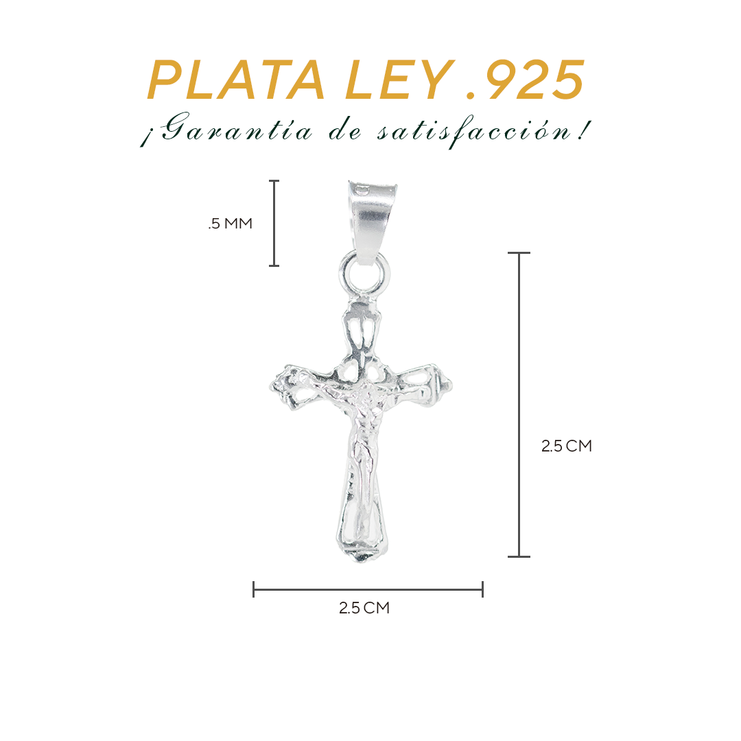 Dije de Cruz con Cristo  en  Plata ley .925  Mod. DR083- Joyería de Plata