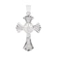 Dije crucifijo barroco con Cristo en relieve y brazos en abanico diamantado – plata .925 sobre fondo blanco