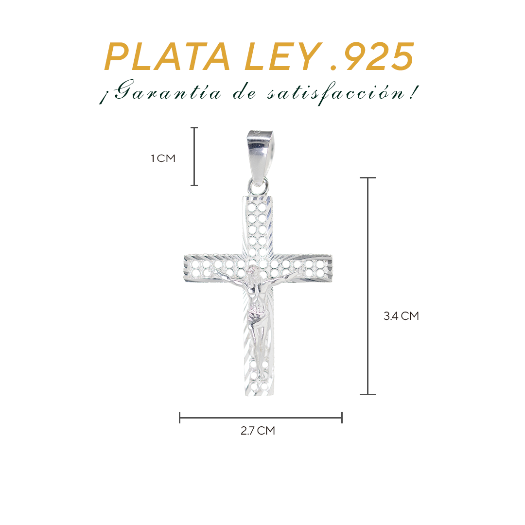 Dije de cruz con  Plata ley .925    DR128 - Joyería Religiosa