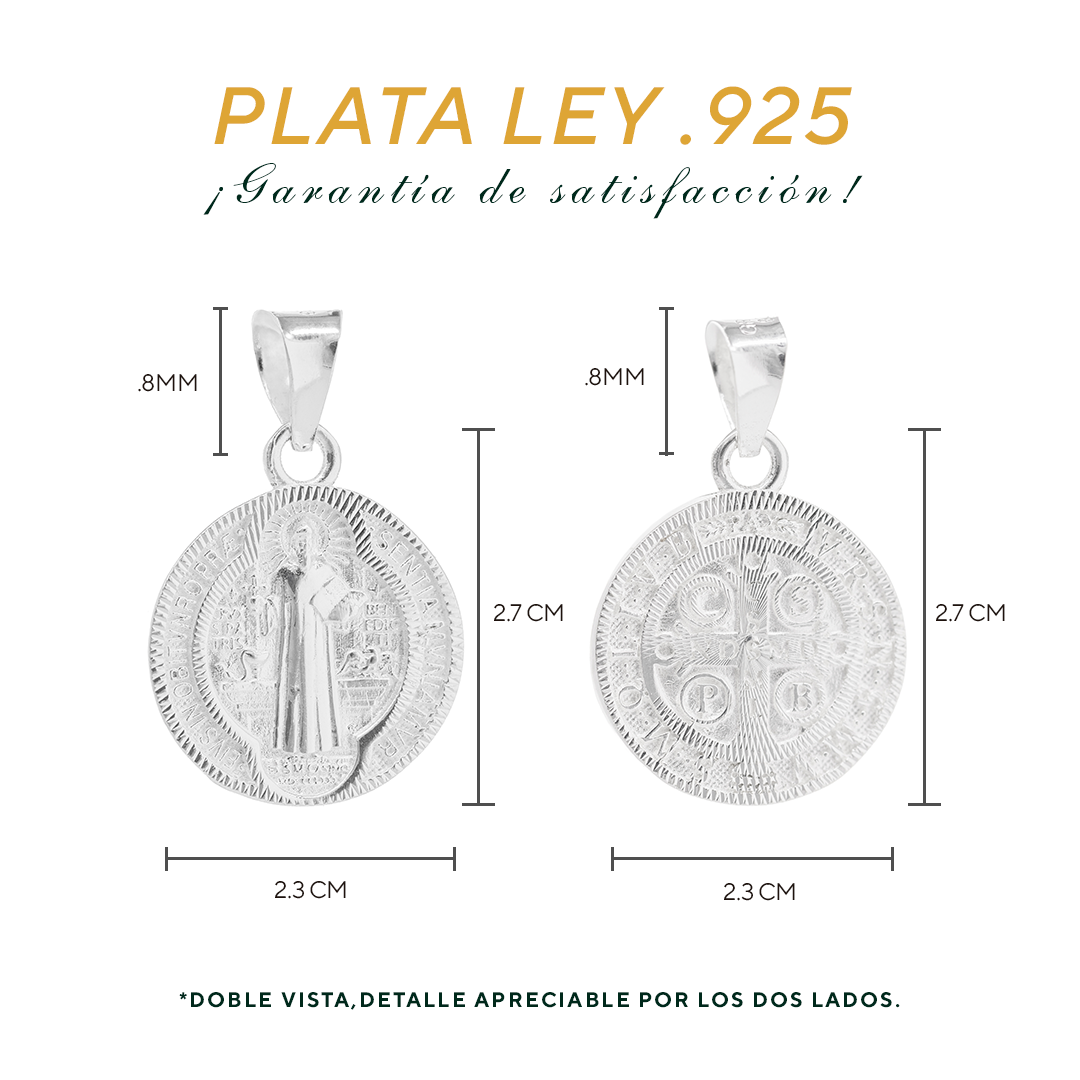 Dije  de Plata .925 En forma de  San Benito  Mod.DR132 - Joyería de Plata Religiosa.