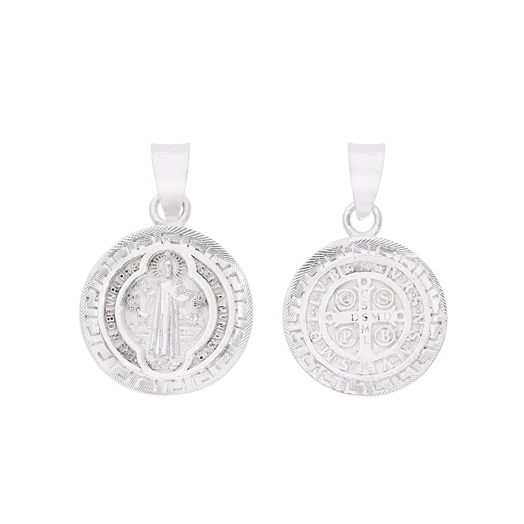 Dije Medalla San Benito Chica Biface — Plata .925 | DR191