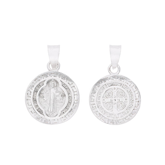 Dije Medalla San Benito Chica Biface — Plata .925 | DR191