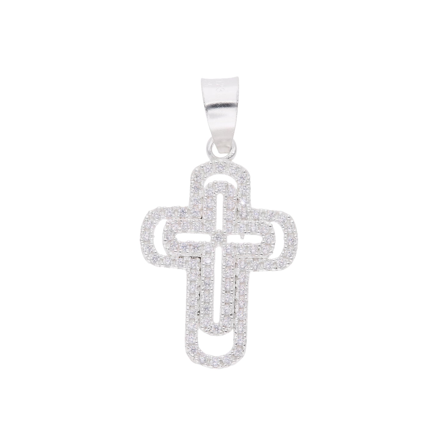 Dije Cruz Calada con Zirconias Pavé y Cruz Interior — Plata .925 | DRP003