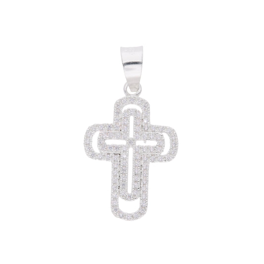 Dije Cruz Calada con Zirconias Pavé y Cruz Interior — Plata .925 | DRP003, vista destacada