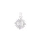 Dije Espíritu Santo medallón circular con orla de zirconias corazón en plata .925 – vista frontal sobre fondo blanco