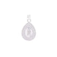 Dije Virgen de Guadalupe medallón lágrima doble halo pavé en plata .925 – vista frontal sobre fondo blanco