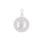 Medalla Virgen de Guadalupe circular con doble halo pavé de zirconias en plata .925 – vista frontal sobre fondo blanco