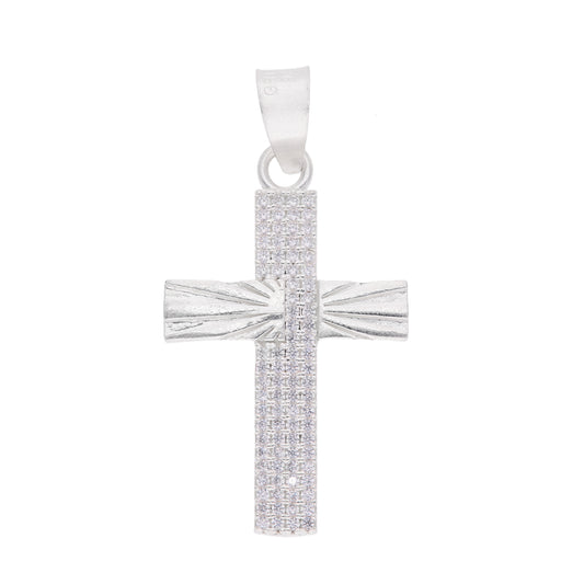 Dije Cruz con Textura Diamantada y Rayos Solares — Plata .925 | DRP051, vista destacada