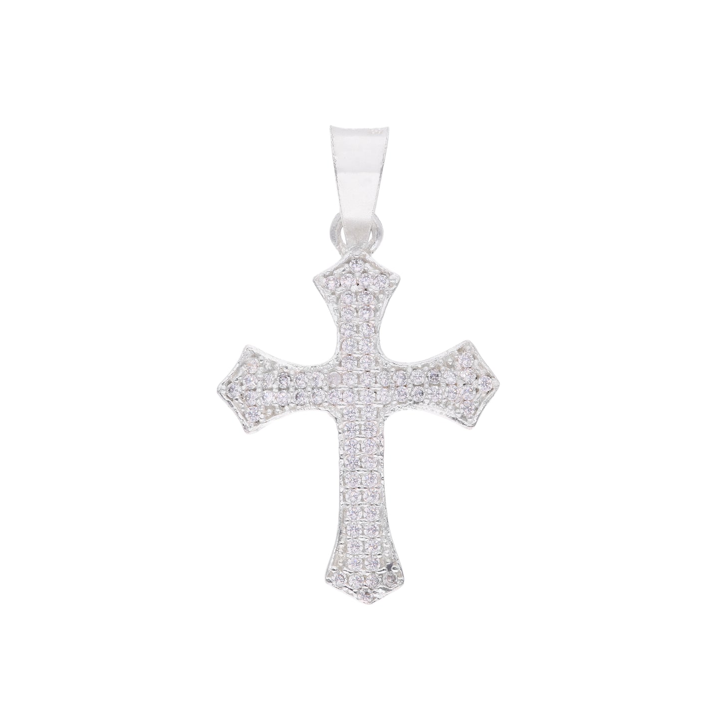 Dije Cruz Gótica con zirconias en pavé — plata esterlina .925, vista frontal