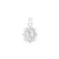 Dije Divino Niño medallón rectangular con orla de zirconias corazón en plata .925 – vista frontal sobre fondo blanco