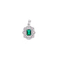 Dije Flor Art Déco con Esmeralda Corte Esmeralda y Zircones Baguette — Plata .925