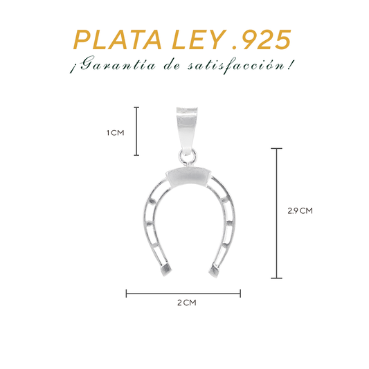 Dije de  Plata ley. 925 en forma de Herradura (DV010) Auténtica Joyería Talismán