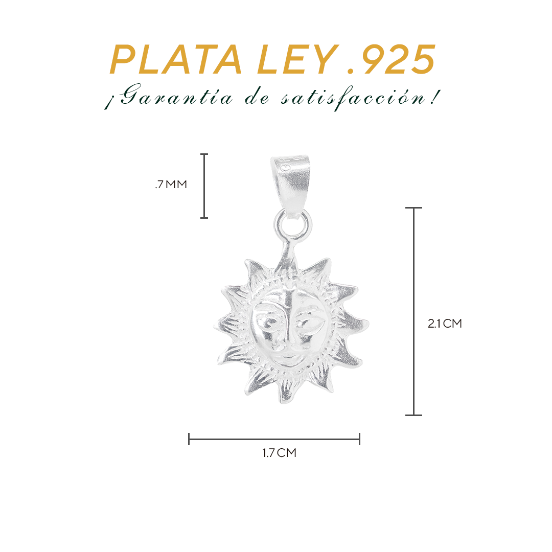 Dije de Plata ley .925 en forma de Sol DV046 - Joyería de Plata