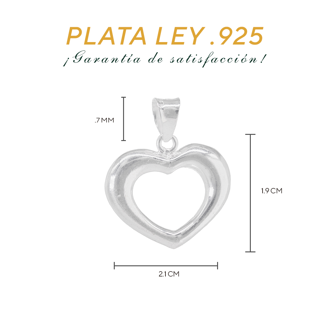 Set de Dije y Cadena de Plata - Corazón Calado con Cadena Fígaro .925