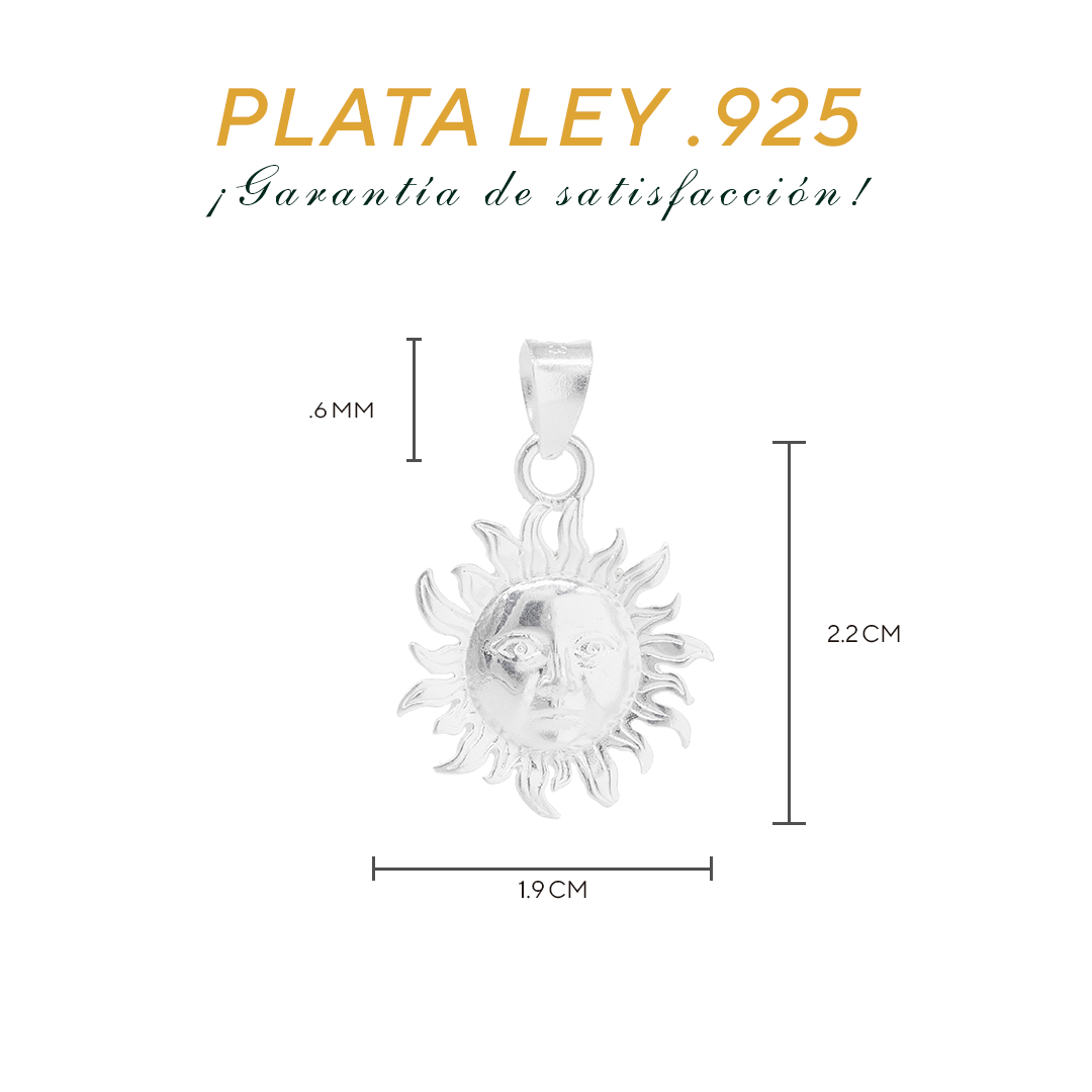 Set de Dije y Cadena de Plata - Sol y Luna con Cadena Fígaro .925